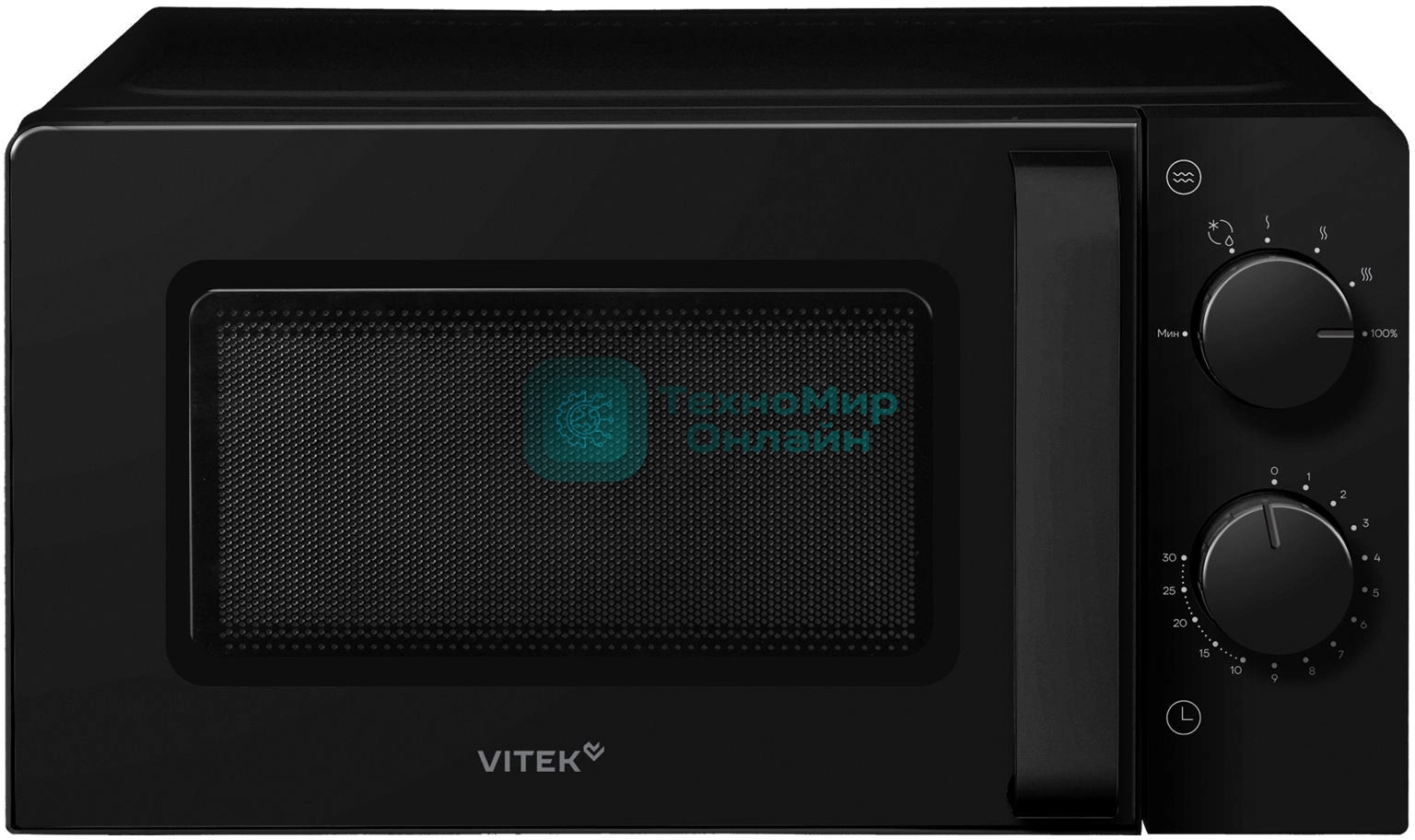 Микроволновая печь Vitek VT-MW0920 черный, 20 л, 700 Вт, переключатели — поворотный механизм