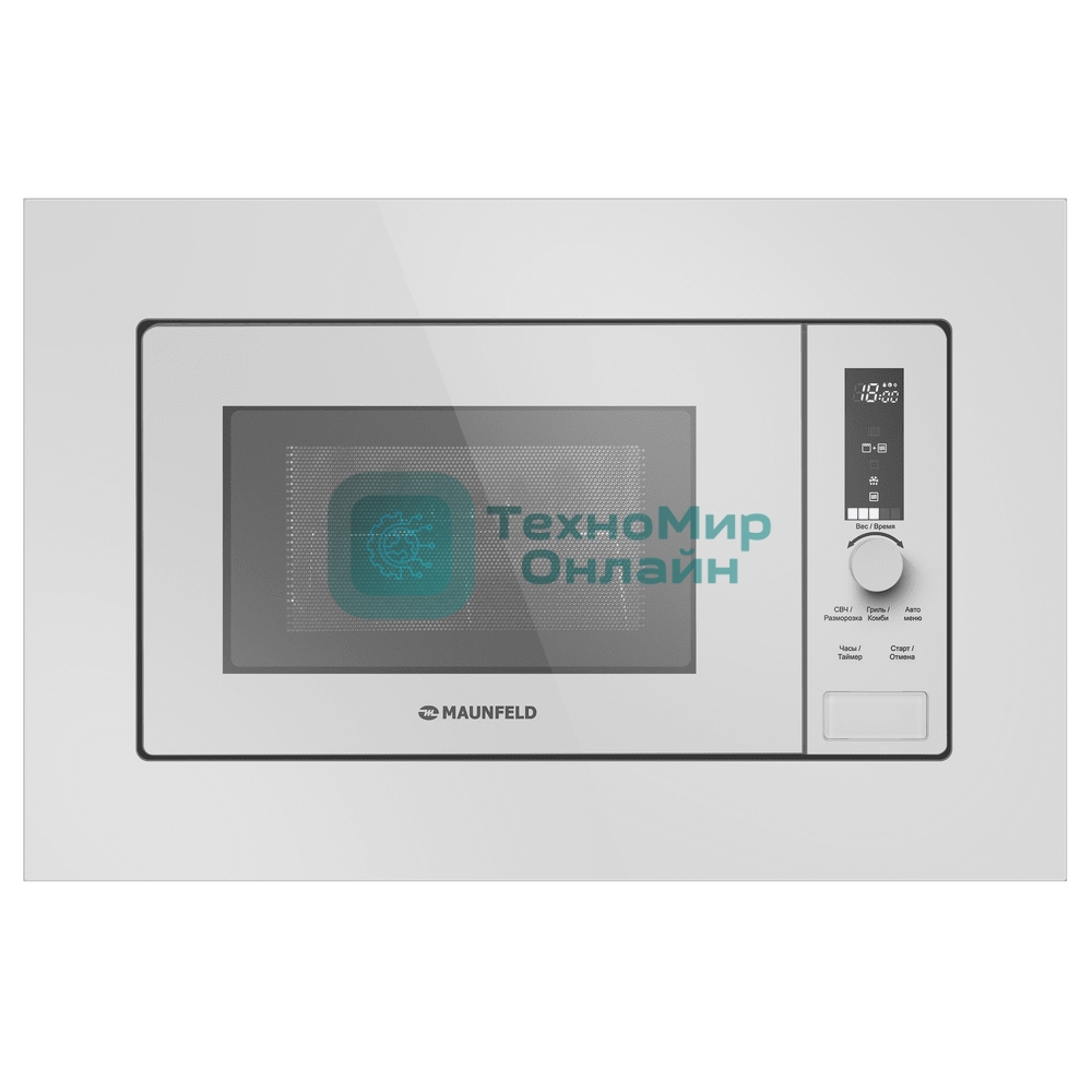 Микроволновая печь встраиваемая Maunfeld JBMO820GW01 белый, 20 л, 1080 Вт, переключатели - сенсор/поворотный механизм
