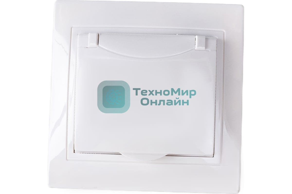 Розетка 1-м СП Кварта 16А РСбш10-3-КБ с защ. крышкой защ. шторки с заземл. IP20 белый IEK ERK12-K01-16-DM