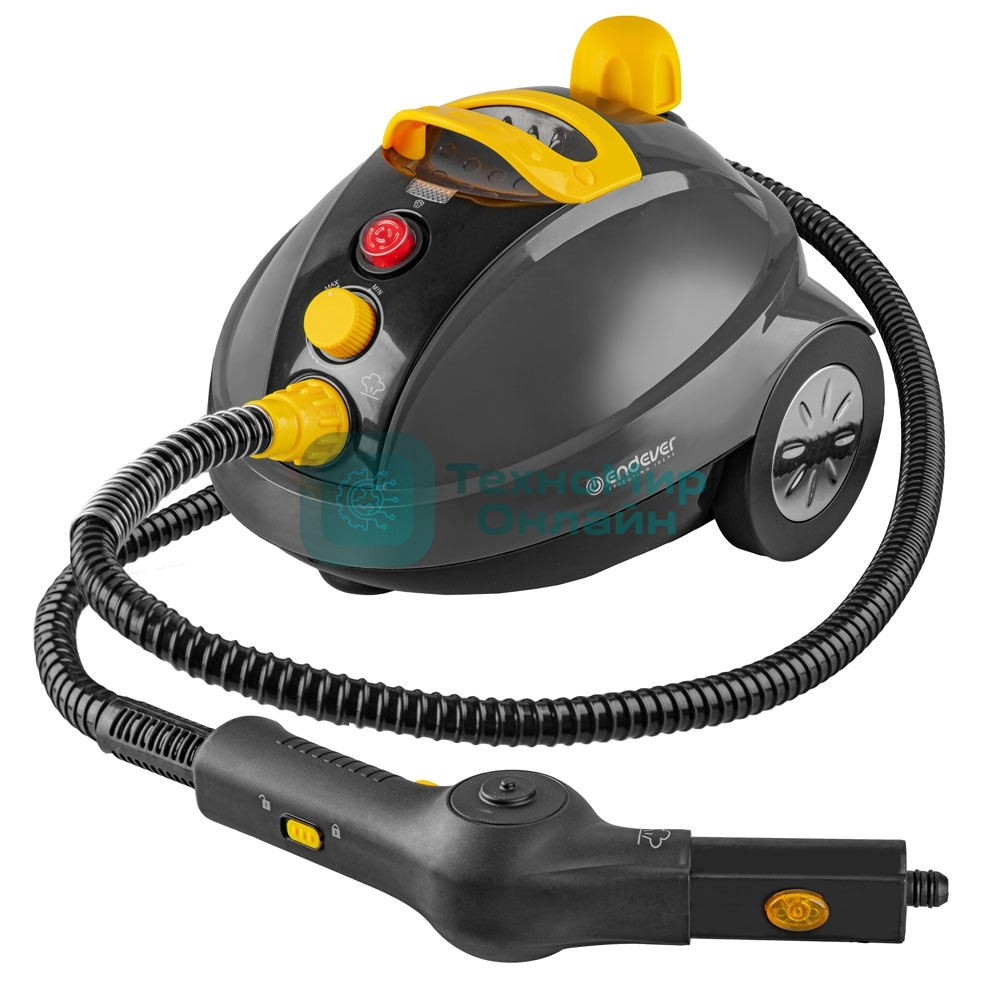 Универсальный отпариватель-пароочиститель Endever Odyssey Q-808, темно-серый/желтый, мощность 1500 Вт, 3,5 бар, бак 700 мл, 85 г/мин, 2 шт/уп.