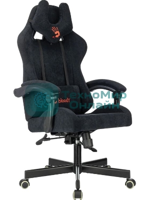 Кресло A4Tech Bloody GC-560 черный, ткань, 150 кг, подголовник, регулируемые подлокотники, механизм качания