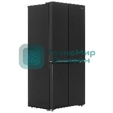 Холодильник Zugel ZRCD430B черный трехкамерный 288/129л морозилка снизу, No Frost, Side by Side