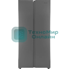 Холодильник Hyundai CS40082F нержавеющая сталь двухкамерный 230/142л морозилка слева, No Frost, Side by Side