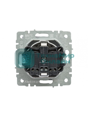 Розетка 1-местная IEK BRITE РСбш10-3-БрЧ (BR-R16-16-K02) с заземлением, с защитными шторками и крышкой, 16А, IP20, черный