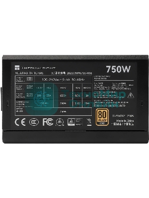 Блок питания Thermalright, 750W 80+ Gold (ATX, 3.0, PCIe 5.0, Non-modular, 1x24(20+4)pin, 1xCPU 8(4+4)pin, 2xPCIe*2 8(6+2)pin, 5xSATA3, 1x12+4pin (12VHPWR PCIe 5.0 12+4pin 600mm), 3xMOLEX4pin, Active, 120x120мм, 150x140x86mm, APFC, black)