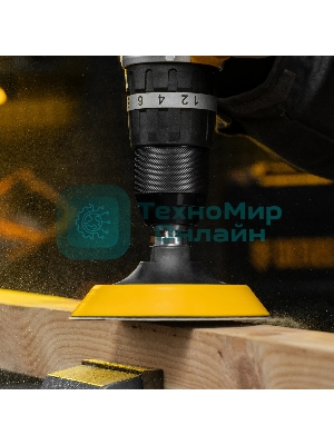 Тарелка опорная для дрели и УШМ Denzel с липучкой, 115 мм, мягкая, с адаптером c М14 на d8