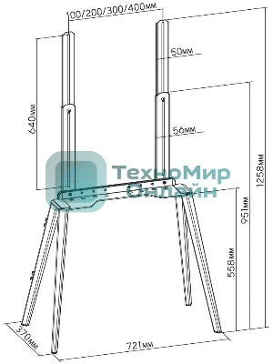 Подставка для телевизора Cactus CS-ST3644BKWN черный/орех, 43