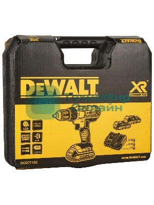 Дрель-шуруповерт DeWalt DCD771S2 18 В, 1,5 Ач, 42 Нм, щеточный