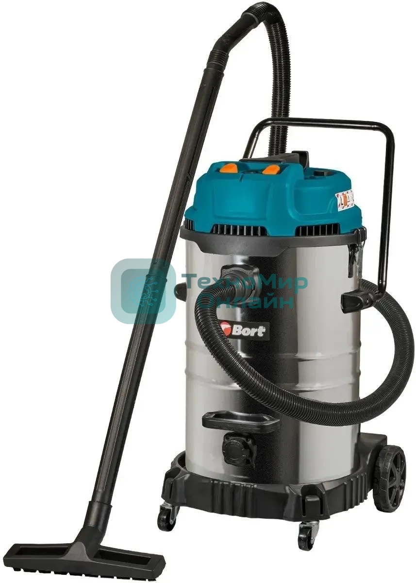 Пылесос строительный Bort BSS-2460-Storm синий, 440/2400 Вт, уборка сухая/влажная, пылесборник мешок/контейнер, 60 л