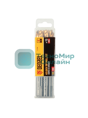 Сверло по металлу Denzel 12 мм, HSS-Tin, Golden Tip, 6 шт.