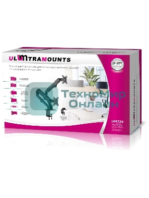 Кронштейн для мониторов Ultramounts UM729 черный 17