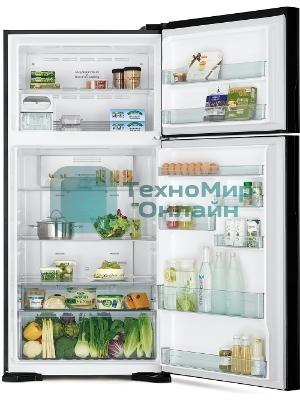 Холодильник Hitachi R-VG660PUC7-1 GGR серый стекло двухкамерный 405/145л морозилка сверху No Frost