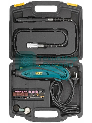 Прямошлифовальная машина (гравер) DG-137PL, 135 Вт, 10000-32000 об/мин, 2,4/3,2 мм, БС щеток, набор насадок, пластик. кейс