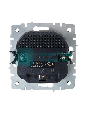 Розетка 1-местная IEK BRITE РЮш10-2-БрЧ (BR-R14-16-U21-D31-K02) с заземлением, с защитными шторками, 16А, с USB A+A 5В 3,1А, черный