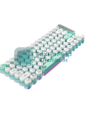 Клавиатура беспроводная Gembird KBW-9, 80кл, подсветка 6 цв, BT 5.1/радио/USB, белая