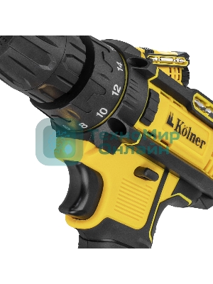Дрель-шуруповерт Kolner KCD 12/2C, 12 В, 1,5 Ач, 29 Нм, щеточный