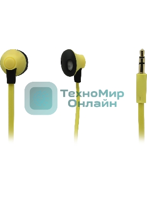 Проводные наушники Smartbuy Boost желтый, внутриканальные, Jack 3.5 мм, покрытие soft-touch, микрофон на проводе
