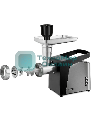 Мясорубка электрическая Rondell RDE-1455 серый, 2000 Вт, 3.0 кг/мин, реверс, защита от перегрузки, металлический лоток, насадки - 5