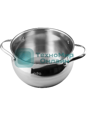 Кастрюля LARA LR02-34 Apple 22x12,5 см, 4.7 л, нержавеющая сталь, с крышкой
