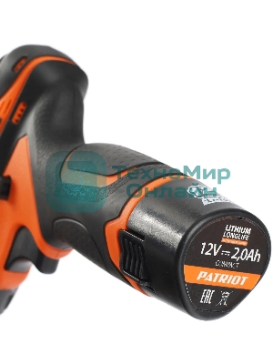 Дрель-шуруповерт Patriot BR 115Li, 12 В, 2 Ач, 25 Нм, щеточный