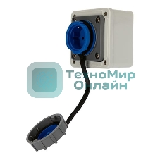 Розетка настенная Rexant влагозащищенная с крышкой 16 А, 2Р+РЕ, IP68