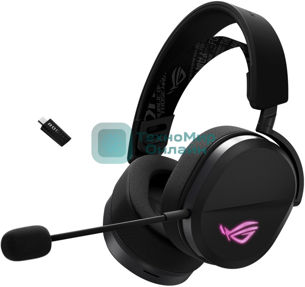 Гарнитура ASUS A501 ROG чёрный, беспроводная, Bluetooth, подсветка