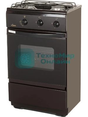 Плита газовая Flama CG 3202 B коричневый, конфорок 2 шт, духовка 30 л, 50 см x 85 см x 35 см