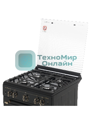 Плита газовая Gefest ПГ 6100-02 0187 черный, конфорок 4 шт, духовка 52 л, 60 см x 85 см x 60 см