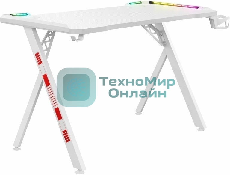 Стол игровой Defender Infinity RGb, подвес круж+гарн., бел, 120 5