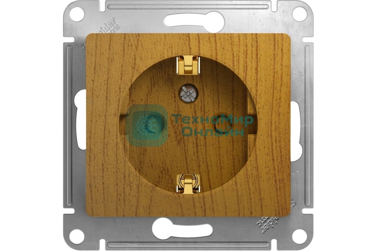 Механизм розетки 1-м СП Glossa 16А защ. шторки с заземл. дер. дуб SchE GSL000545