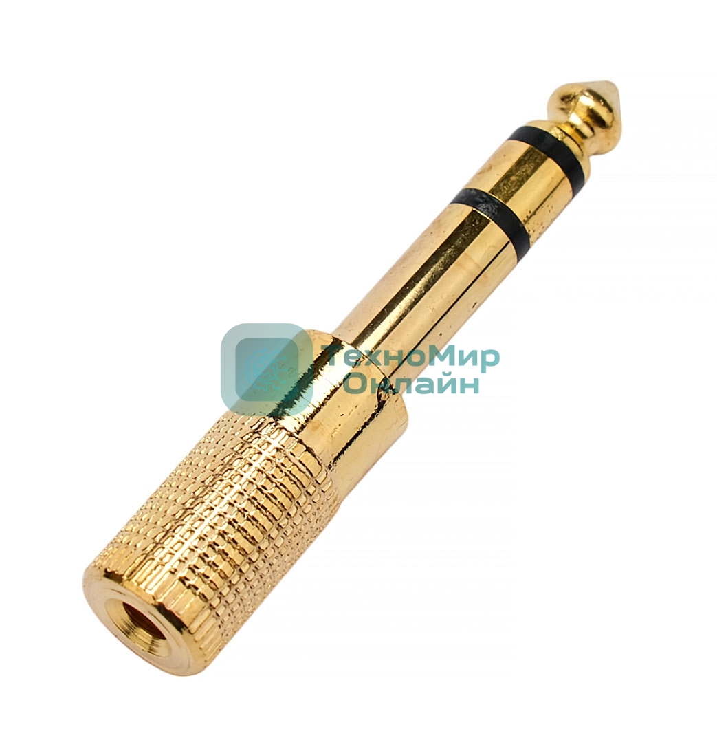 Аудио переходник Cablexpert A-63M-35F, Jack6.3(M) на Jack3.5(F) стерео, золотой, пакет