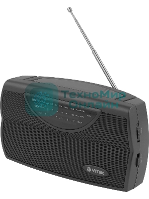 Радиоприемник Vitek VT-3591 (GY) LED индикатор Телескопическая антенна Тип батареек	UM-1