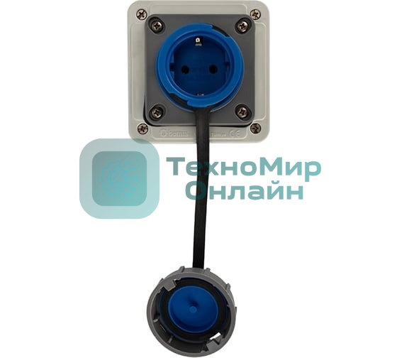 Розетка настенная Rexant влагозащищенная с крышкой 16 А, 2Р+РЕ, IP68