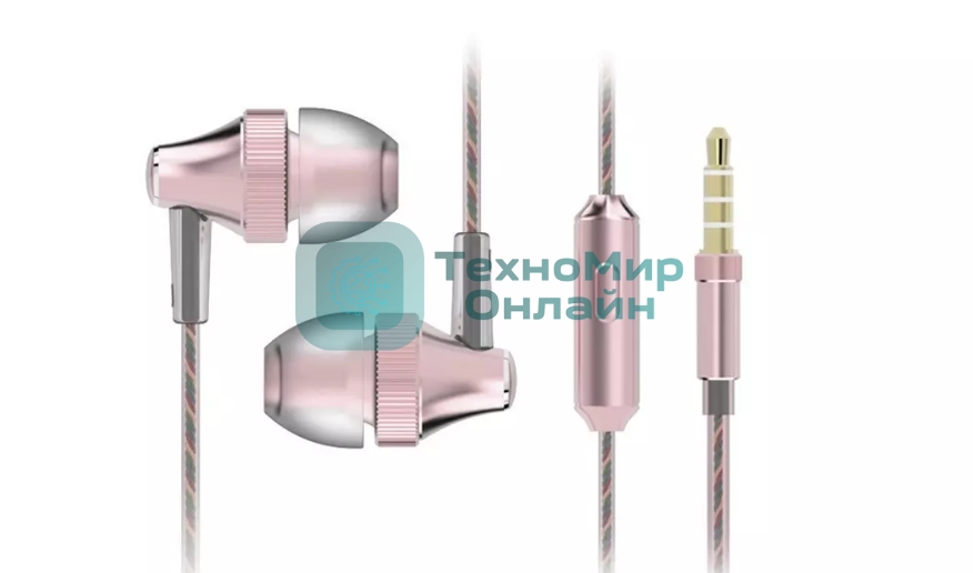 Проводные наушники Harper HV-705 розовый, внутриканальные, 3.5 мм