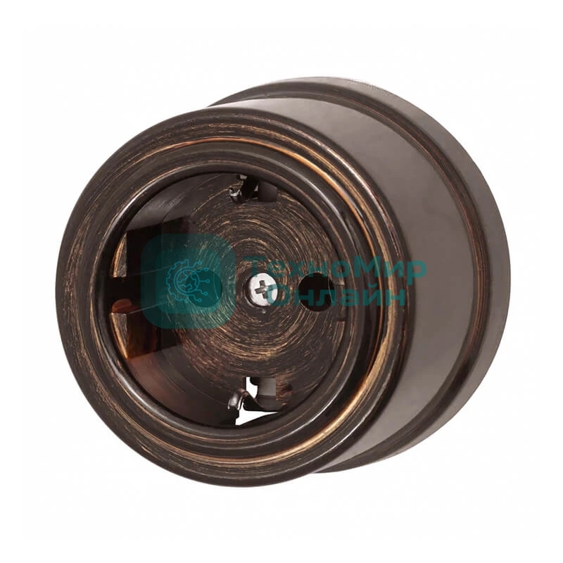 Розетка Bironi B1-101-25 1-м ОП Лизетта 16А IP20 ретро с заземлением ABS-пластик бронза