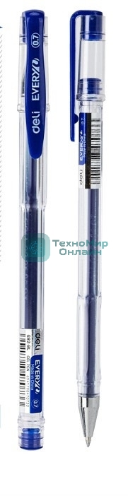 Ручка гелевая Deli EveryU EG82-BL прозрачный, d=0.7мм, синие чернила, 1 стержень, круглая