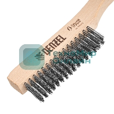 Щетка зачистная Denzel 4-х рядная, прямая проволока из нержавеющей стали с деревянной ручкой, EFP