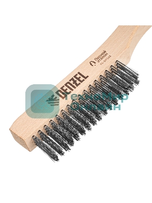 Щетка зачистная Denzel 4-х рядная, прямая проволока из нержавеющей стали с деревянной ручкой, EFP