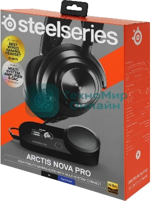 Гарнитура SteelSeries Arctis Nova Pro чёрный, проводная, USB, совместимость с PS5, Xbox
