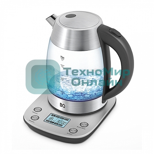 Чайник электрический BQ KT1703G черный/стальной, Мощность: 2200 Вт, Oбъем: 1.7 л