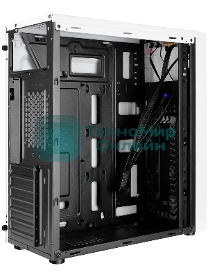 Компьютерный корпус Ginzzu A390 белый Window RGb подсветка 1хUSB 3.0, 2хUSB 2.0, AU