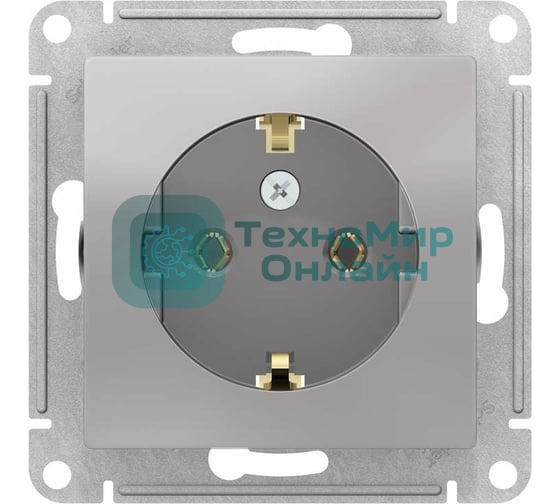 Механизм розетки 1-м СП AtlasDesign с заземл. 16А алюм. SchE ATN000343