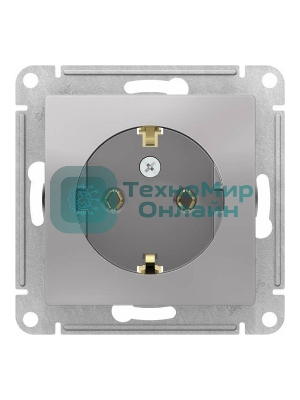 Механизм розетки 1-м СП AtlasDesign с заземл. 16А алюм. SchE ATN000343