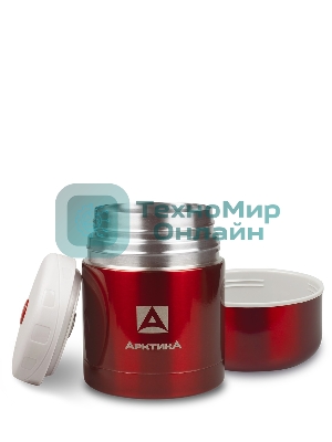 Термос Арктика 302-500 красный, широкое горло 0,5 л для супа и еды, холод/тепло 12 ч