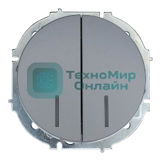 Выключатель 2-кл. СП OSEN 10А IP20 с подсветкой механизм серый матовый LEZARD 743-7488-112