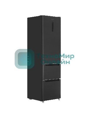 Холодильник Zugel ZRFD200B черный трехкамерный 197/85л морозилка снизу, No Frost