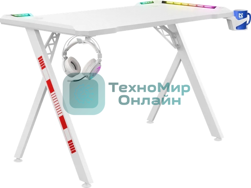 Стол игровой Defender FOTON RGb белый