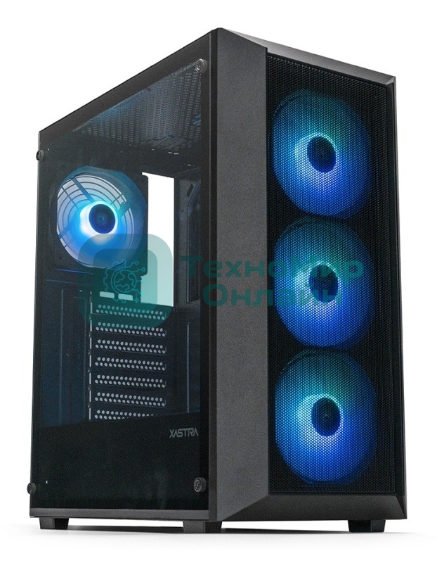Компьютерный корпус XASTRA A406 4ARGB Black ATX/Mesh/tempered glass/4x120мм ARGB PWM fans/A406-4FC12A