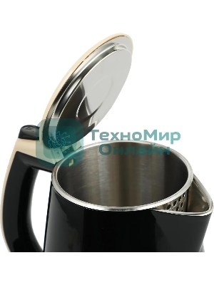 Чайник электрический Centek CT-0025 черный металл 1.8л, 1800W, двойные стенки, кнопка вкл. на ручке