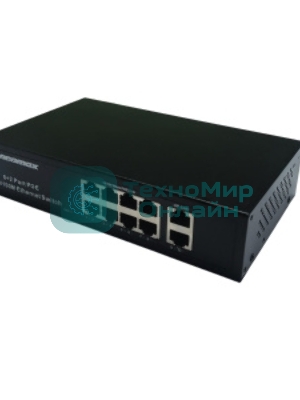Коммутатор неуправляемый NEOMAX NMS-110PoE-100-S, 10 портов 100 Mbps, 8xPoE, металл